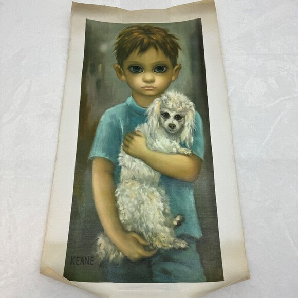 Vintage Margaret Keane No Dogs Allowed Big Eyes Canvas Print 12"x24" - Picture 1 of 4